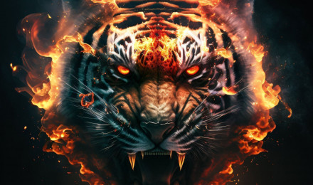 Epic Cinematic Portrait of Sleekly Chiseled Tiger Instant