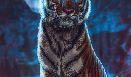 Download Majestic Cyan Blue Tiger in the Wilderness Wallpaper