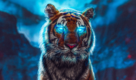 Tiger Glowing Eyes, HD Artist, 4k Wallpaper, Image, Background, Photo and Picture