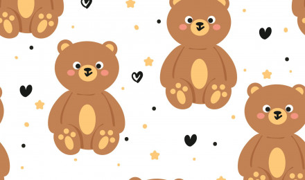 seamless pattern cute cartoon bear and plant. for kids wallpaper, fabric print, and gift wrapping paper