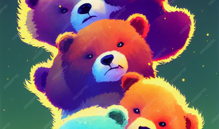 Premium Photo. Group of cute bear for wallpaper and graphic designs 2d illustration