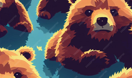 Premium Photo. Group of cute bear for wallpaper and graphic designs 2d illustration