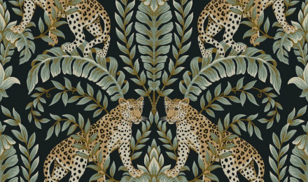 Ronald Redding 24 Karat Jungle Leopard Wallpaper & Green