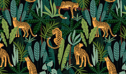 Lush Jungle Night Leopard Pattern Wallpaper for Walls