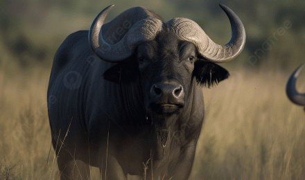 Two Buffaloes Are Walking Through Some Tall Grasses Background, Picture Of A Cape Buffalo Background Image And Wallpaper for Free Download