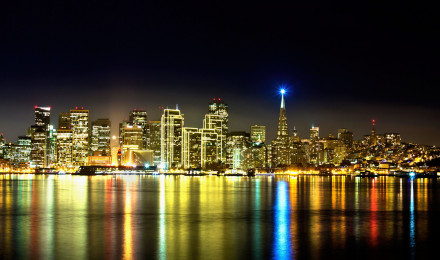 Treasure Island Wallpaper 4K, San Francisco, Night, City lights