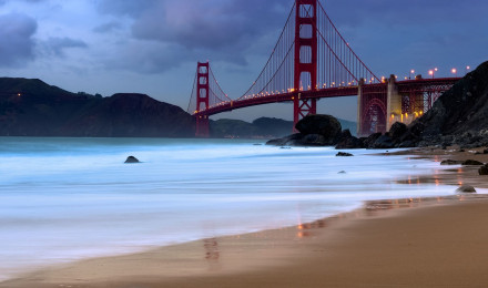 Golden Gate Bridge Wallpaper 4K, Evening, Coastline, San Francisco