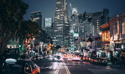 Night city, street, city lights, road, san francisco, usa, HD phone wallpaper