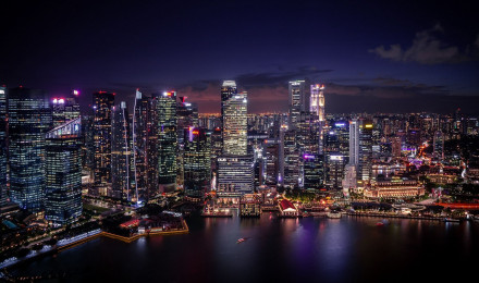 Picture Singapore night time Skyscrapers Cities Building 1920x1080