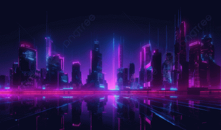 Cyborg City With Neon Lights At Night HD Wallpaper Background, 3D Render Abstract Neon Mega City Cyberpunk Futuristic Cityscape Silhouettes Skyscrapers, HD Photography Photo Background Image And Wallpaper for Free Download