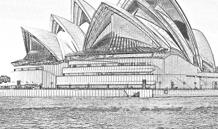 Download Sydney Opera House Pencil Drawing Wallpaper