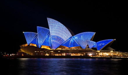 Sydney Opera House during night time HD wallpaper