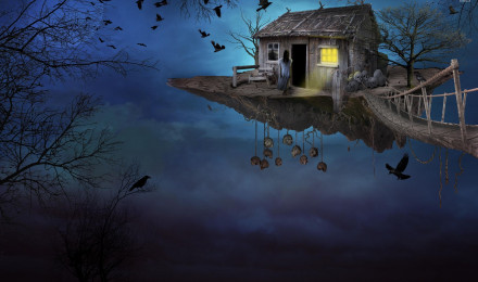 Haunted floating house wallpaper wallpaper