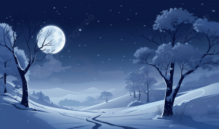 Snowy Landscape With Snow And Full Moon Background, Animated Snow Picture Background Image And Wallpaper for Free Download