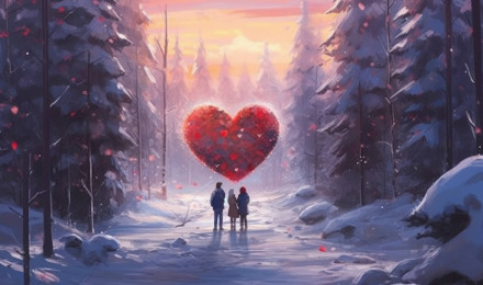 A 4K Ultra HD Wallpaper Depicting A Heart Shaped Snowman In A Snowy Landscape, With A Couple Standing Next To The Snowman And Wearing Colorful Winter Clothes