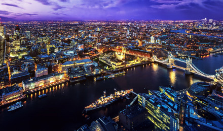 LONDON SKYLINE AT NIGHT Ultra HD Desktop Background Wallpaper for : Widescreen & UltraWide Desktop & Laptop : Multi Display, Dual & Triple Monitor : Tablet