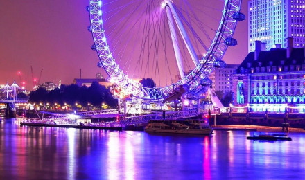 London Eye At Night 4K 5K HD Wallpaper