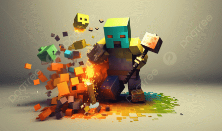 Minecraft Desktop Wallpaper With An Axe And An Explosion Of Cubes Background, How To Make Picture 1920x1080 Background Image And Wallpaper for Free Download