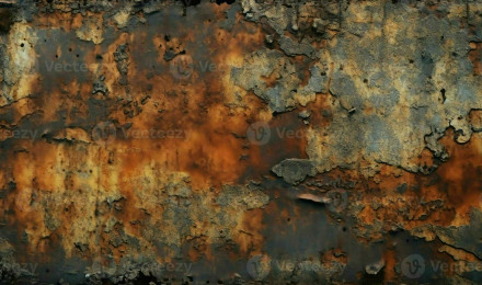 AI Generative Rusty metal background Rust texture Orange red brown abstract background Bright rough textured background Wide banner Panoramic Copy space