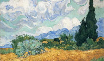 Wheatfield With Cypress Van Gogh Wallpaper Image