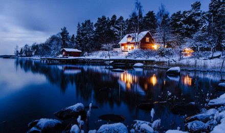 Night Winter Landscape Wallpaper Free Night Winter Landscape Background