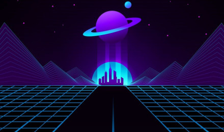 Wallpaper synthwave, planet and city, retro wave, digital art desktop wallpaper, HD image, picture, background, 0ed75f