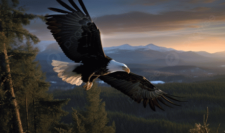 Bald Eagle Is Flying Over A Mountain Range At Sunset Background, Soaring Eagle Picture Background Image And Wallpaper for Free Download