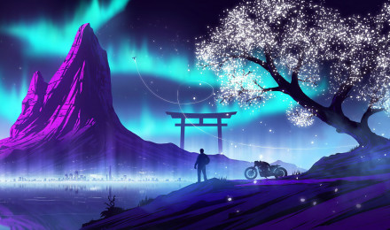 Biker Synthwave HD Wallpaper For Your XFCE Desktop Look.org