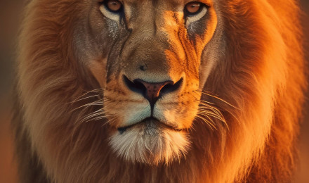 A 4K ultra HD mobile wallpaper showcasing a majestic Lion, the king of the savannah, with its magnificent mane and intense gaze, basking in the golden light of the African sunset