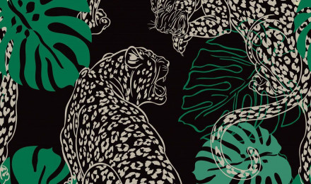 Leopard, Stunning Art Deco Inspired Wallpaper