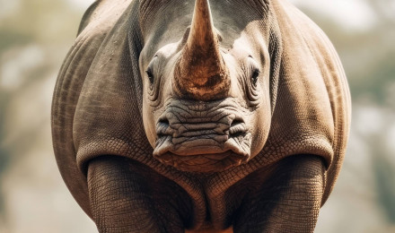 A 4K ultra HD mobile wallpaper showcasing a powerful and majestic African Rhino, walking proudly in its natural habitat, its massive horn and sturdy frame commanding respect