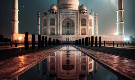 I don't know what's more breathtaking Taj Mahal or the galaxy behind it