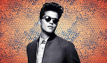 Download Bruno Mars rocking a retro, orange look Wallpaper