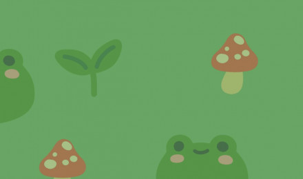 Kawaii Frog & Mushroom Green Wallpaper Frog Wallpaper