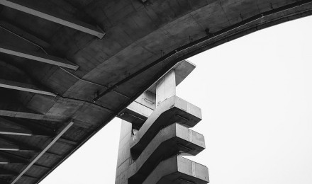 HD wallpaper: grayscale photography of concrete building, staircase, brutalism