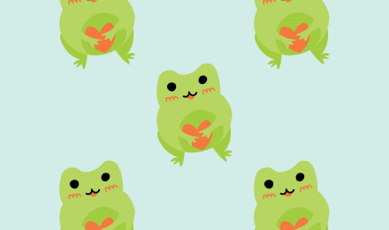 Cute cartoon frog with heart. Enamored green toads. Vector animal characters seamless pattern of amphibian toad drawing.Childish design for baby clothes, bedding, textiles, print, wallpaper