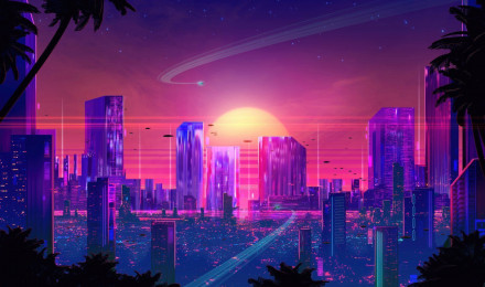 4K Artistic Synthwave Wallpaper and Background Image