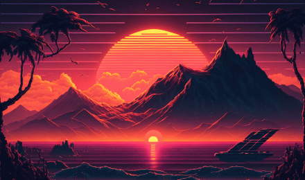 SYNTHWAVE SUNSET AI ART WALLPAPER 4K FOR PC