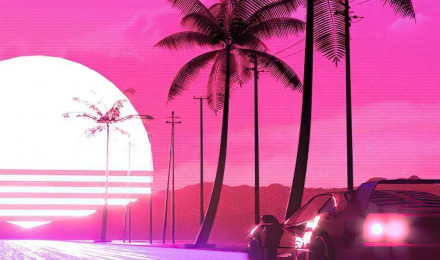 Aesthetic Synthwave Wallpaper Discover more Car, Glitch, Neon, Retro, Retrowave wallpaper. htt. Illustration de paysage, Fond d'écran vert, Fond d'écran téléphone