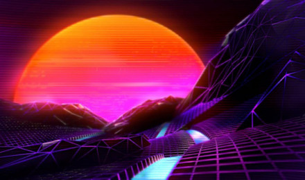 Dark Pink Moon Synthwave Lines HD Synthwave Wallpaper