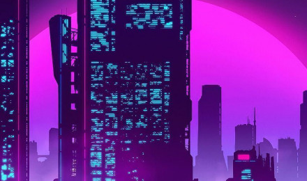 Synthwave city HD wallpaper