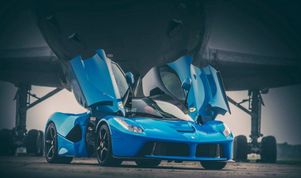 Download wallpaper 1920x1200 ferrari, laferrari, blue, doors widescreen 16:10 HD background