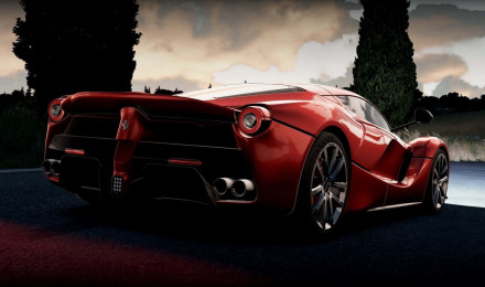 Download Caption: Stunning red Ferrari LaFerrari on the open road Wallpaper