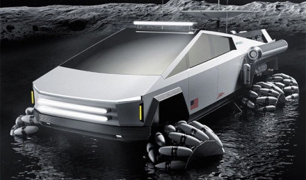 Charlie Automotive Imagines Tesla Cybertruck As Six Wheel Lunar Rover