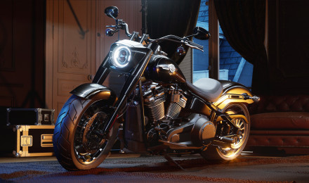 David Baylis Design Fat Boy Davidson rendered with RAYTRACING