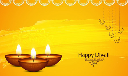 Happy Diwali Festival Of Lights In Yellow Background 4K HD Diwali Wallpaper