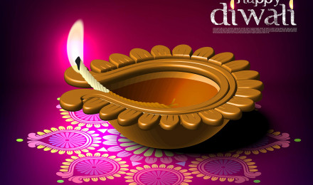 Buy Go Siddhi Happy Diwali Lamp Purple Eng IV (16 X 12 Inches) Online At Low Prices In India