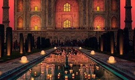 Taj Mahal, candles, sunset, HD phone wallpaper