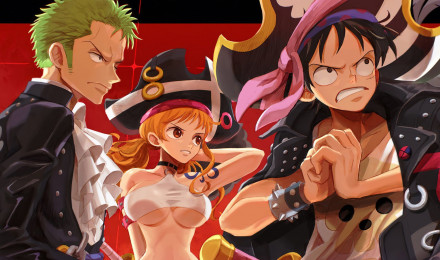 One Piece Red Luffy Zoro Nami Anime Wallpaper 4k Ultra HD