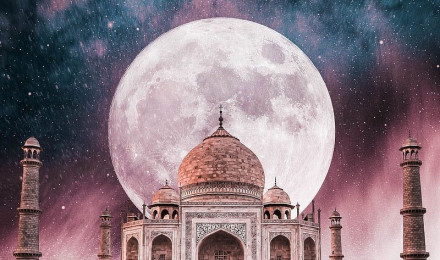 THE TAJ MAHAL, agra, cool, history, moon, night, pink taj mahal, place, HD phone wallpaper